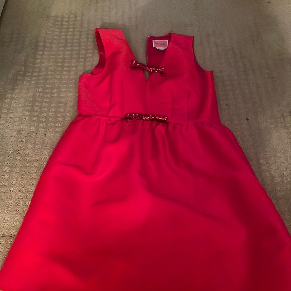 Kate spade red midi dress with sparkle bows